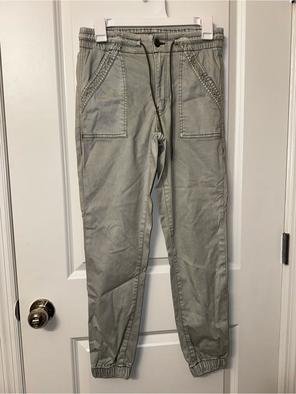 American Eagle Outfitters Light Gray Utility Jogger Pants with Elastic Cuffs